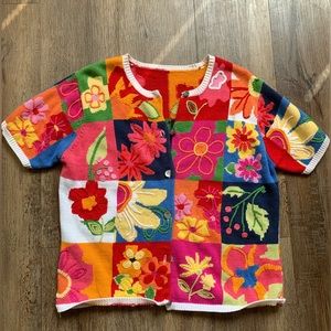 Vintage crochet button up tee